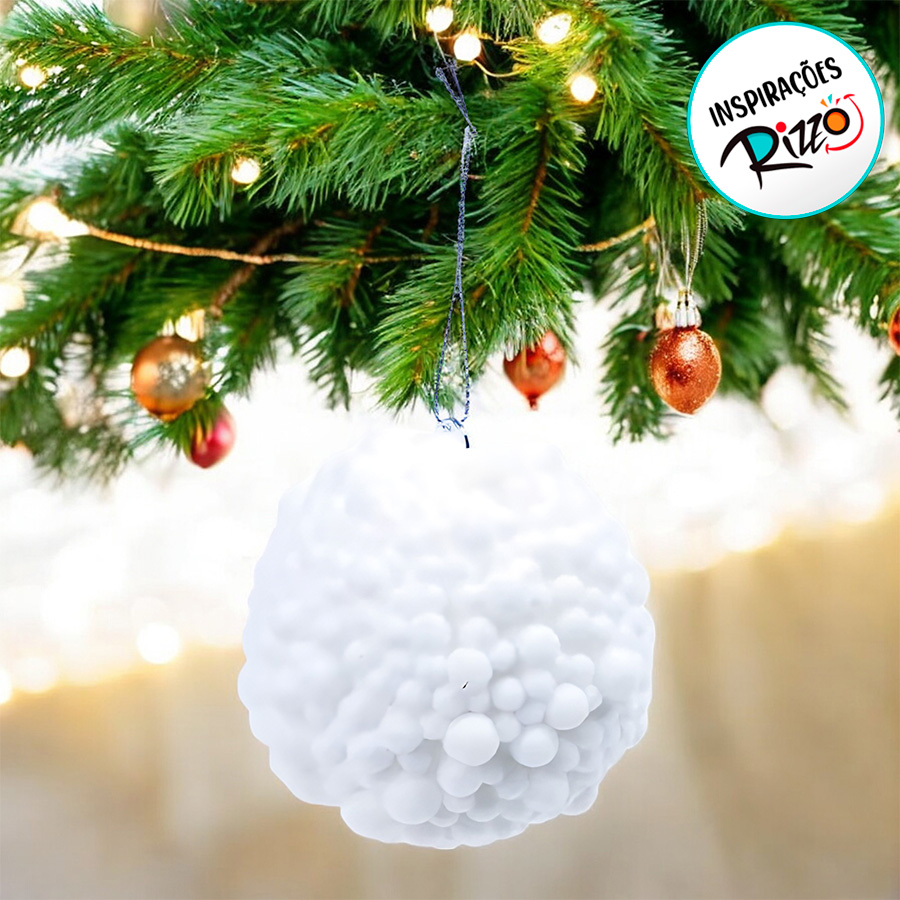 Bolas de Natal Paete Bolinhas - Branco - 10cm - 4 unidades - Cromus ...