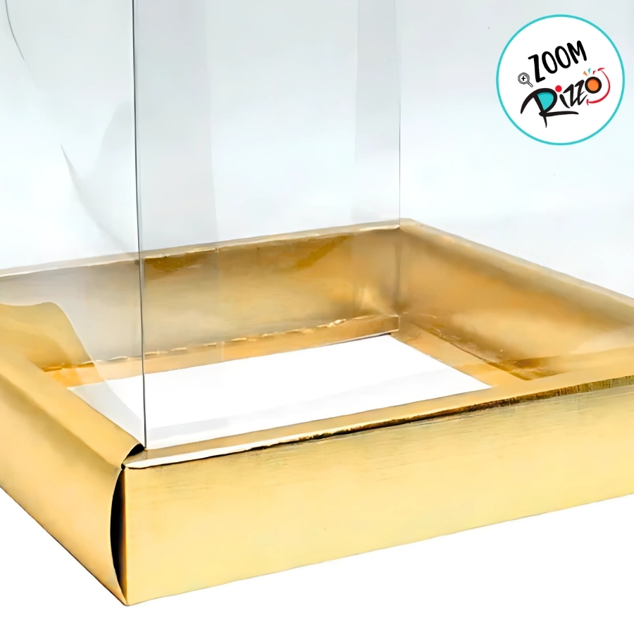Pvc Bolo Caixa Para Bolo Pvc Base Ouro Texturizada - 20x20x20cm - 1 unidade ...