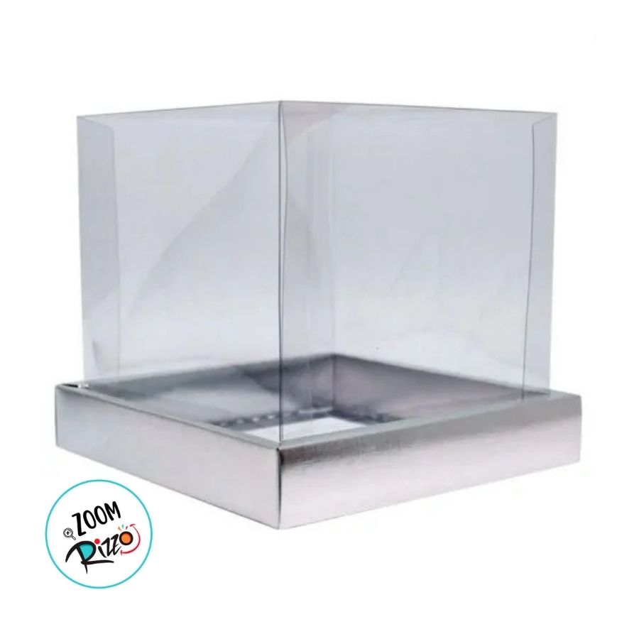 Pvc Bolo Caixa Para Bolo Pvc Base Prata Texturizada - 12x12x12cm - 5 unidades ...