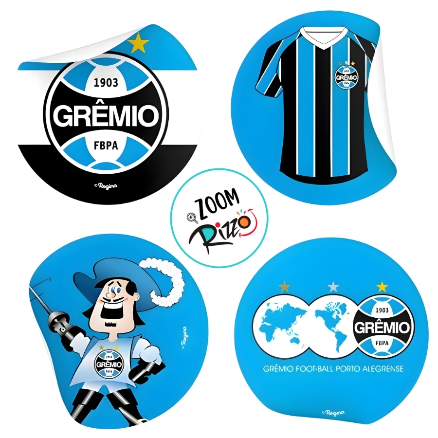 Adesivo Redondo - Grêmio - 4x4cm - 30 unidades - Regina - Rizzo - Rizzo ...