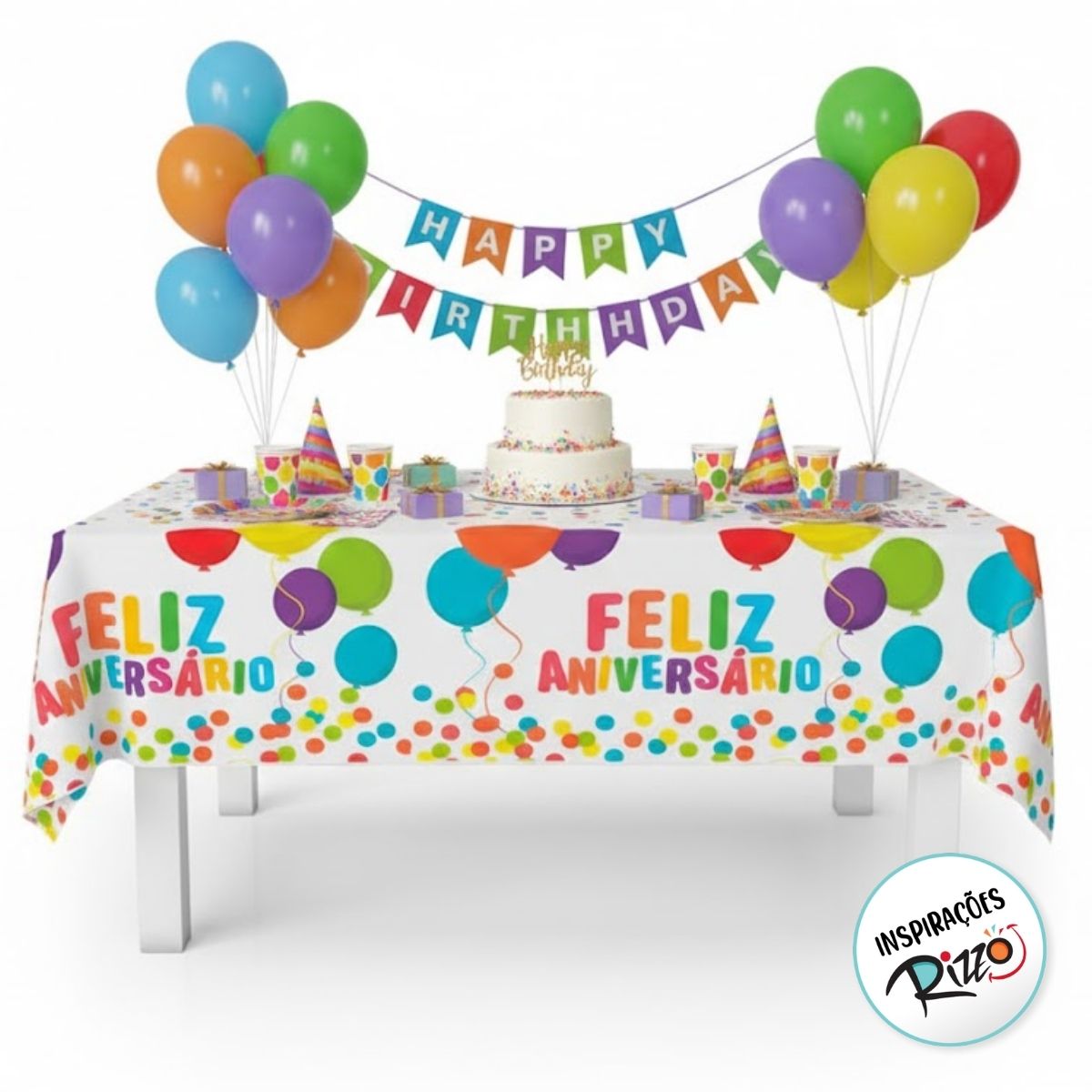 Toalha de Mesa de Papel - Feliz Aniversário - 220x120cm - 1 unidade ...