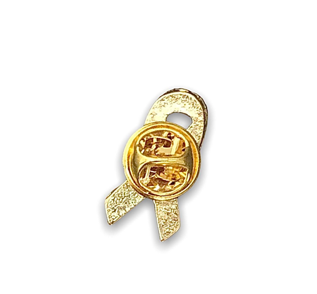 Pin laço Outubro Rosa dourado - Maxi Brindes