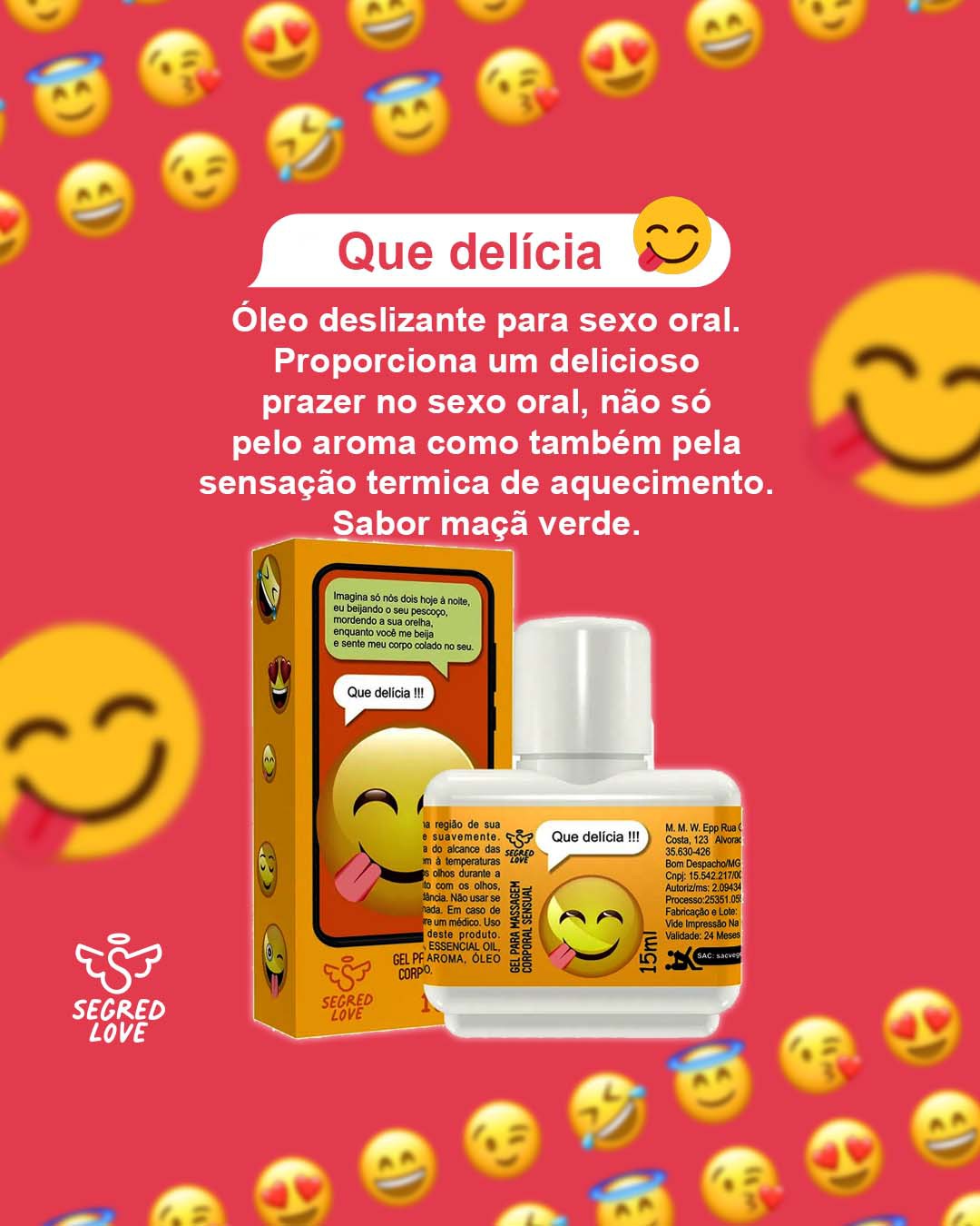 EMOJI QUE DELICIA!!! GEL SEXO ORAL 15ML SEGRED LOVE - Desejo Proibido Sex  Shop