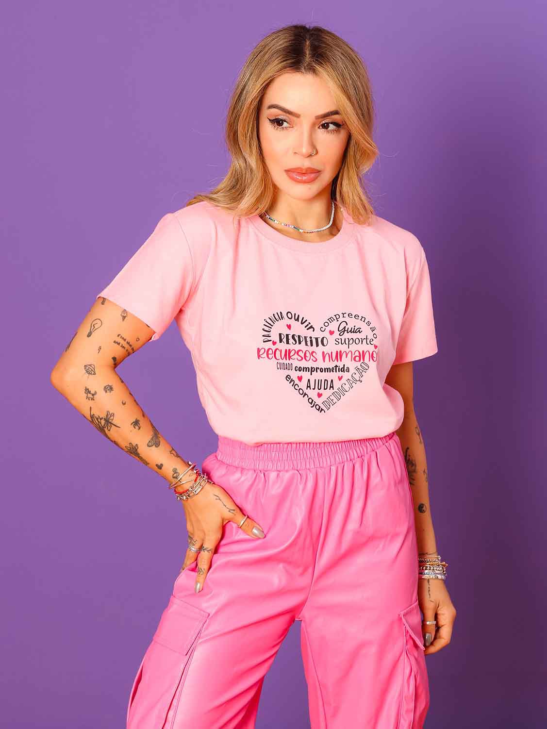 T-SHIRT LISA SEM ESTAMPA - ROSA PINK, Atacado Tshirt