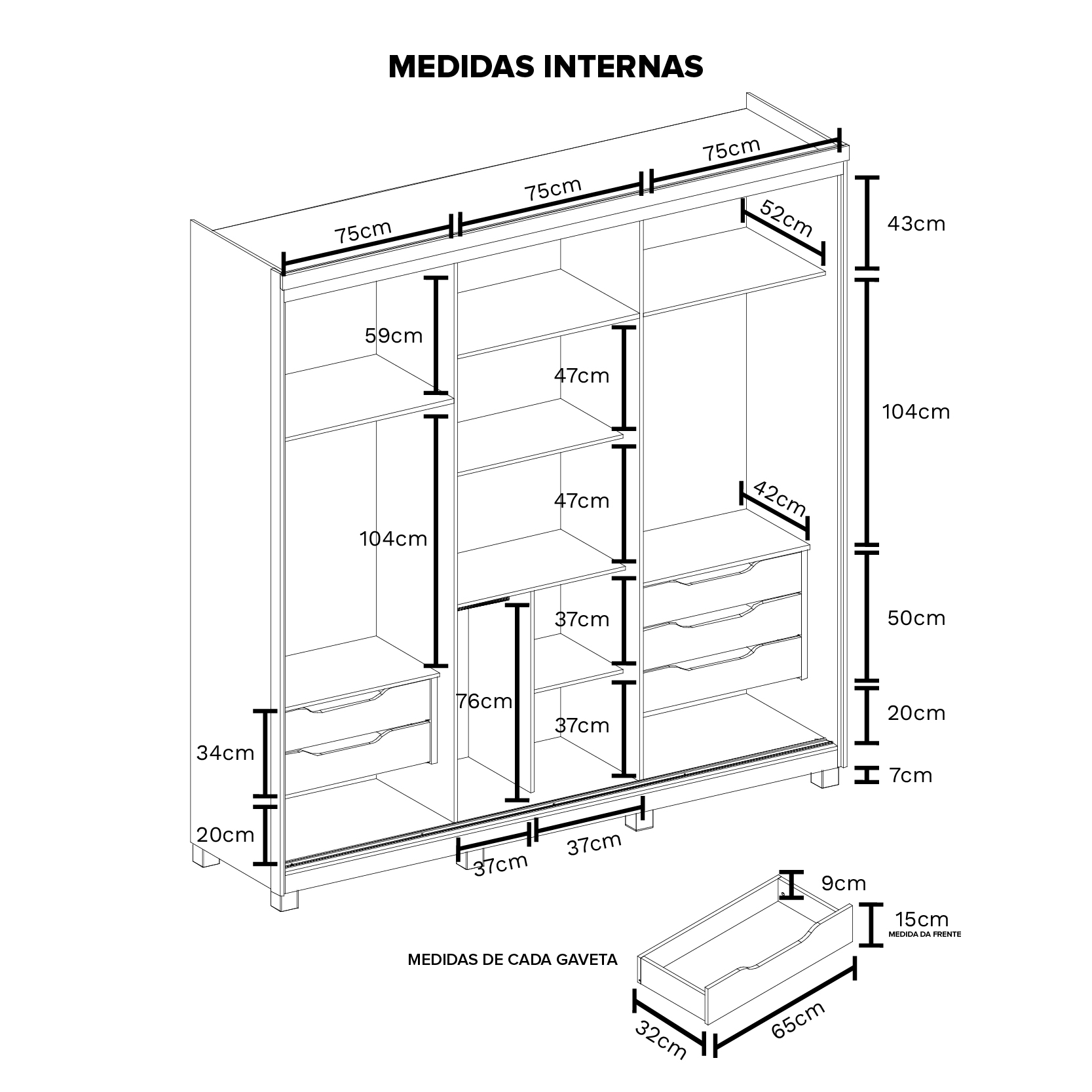 Guarda Roupa Casal 3 Portas de Correr Espelho 2,35m Rimo New Honduras ...
