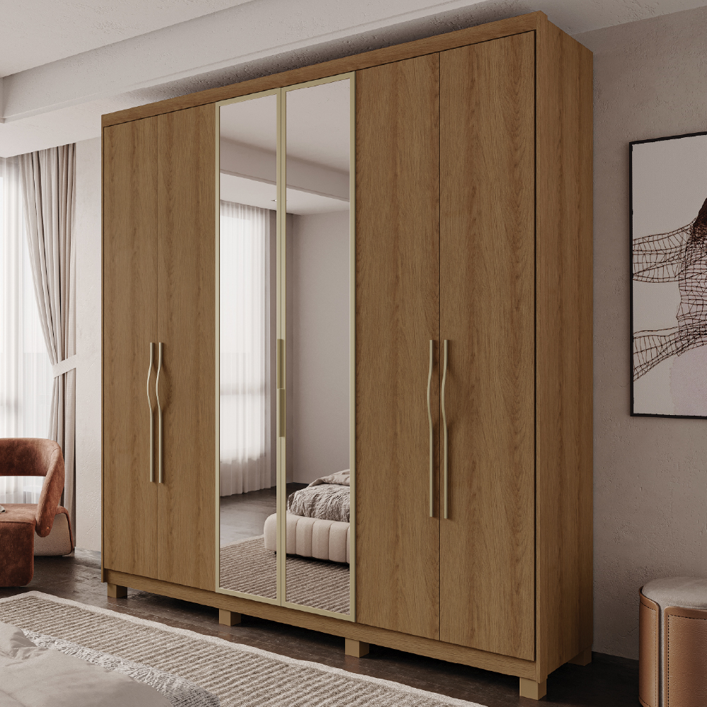 Guarda Roupa Casal 6 Portas Com Espelho 2,35m Rimo Belize - Loja Rimo ...