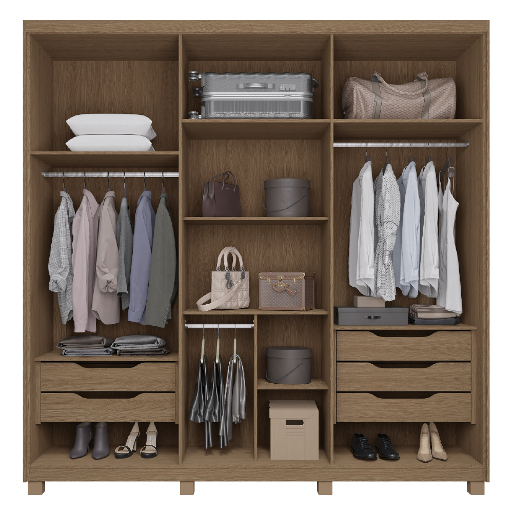 Guarda Roupa Casal 6 Portas Com Espelho 2,35m Rimo Belize - Loja Rimo ...