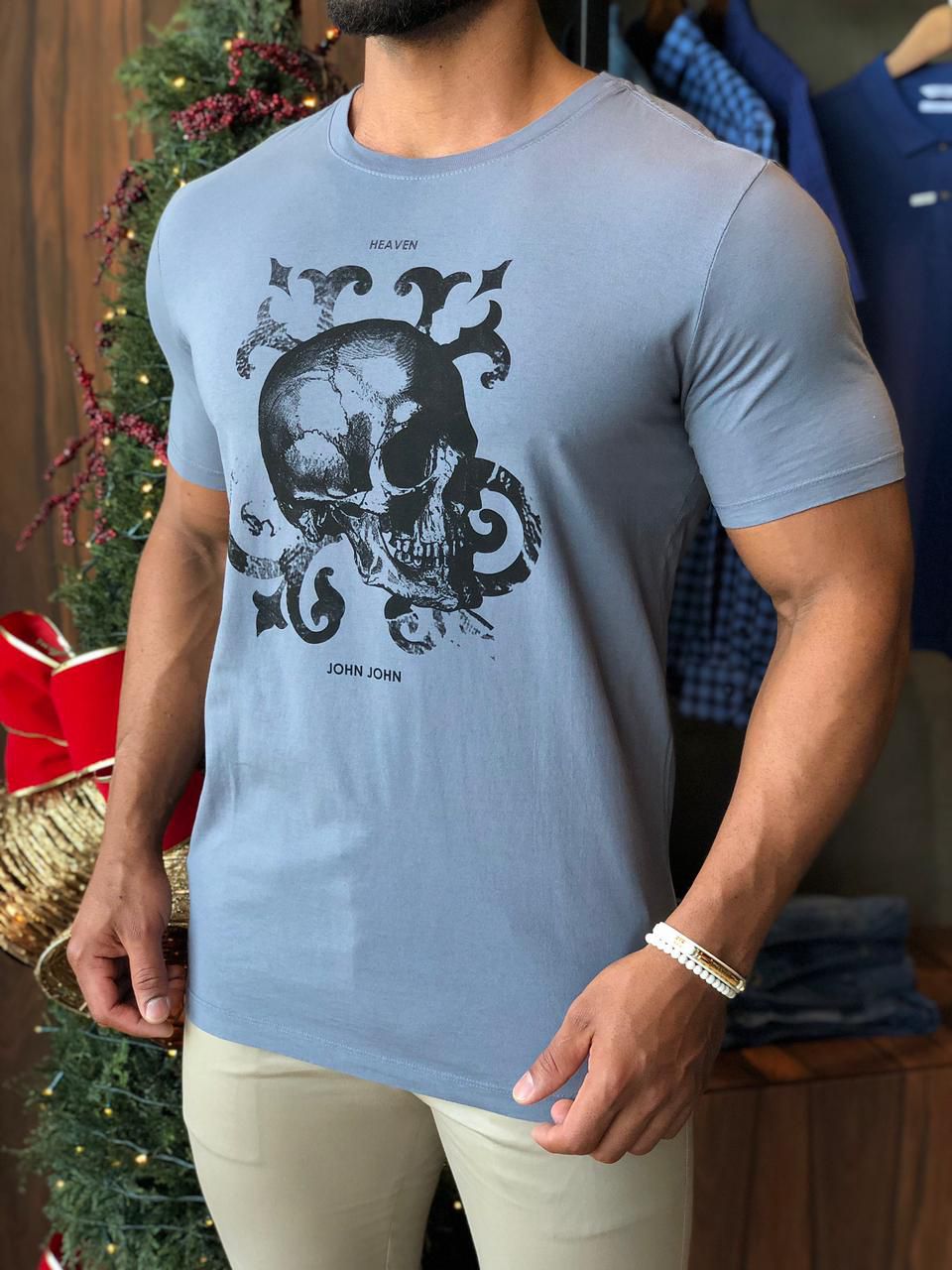 Camiseta John John Caveira Explo Masculina Preta - Dom Store Multimarcas  Vestuário Calçados Acessórios