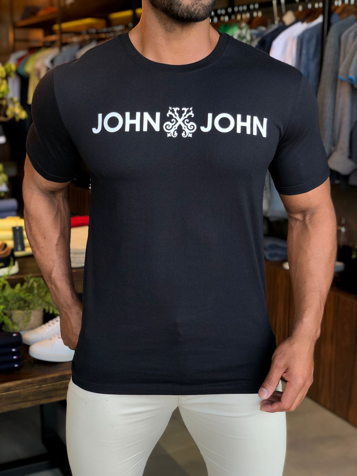 Camiseta John John Outline Flat Preto - HENRI STORE MULTIMARCAS
