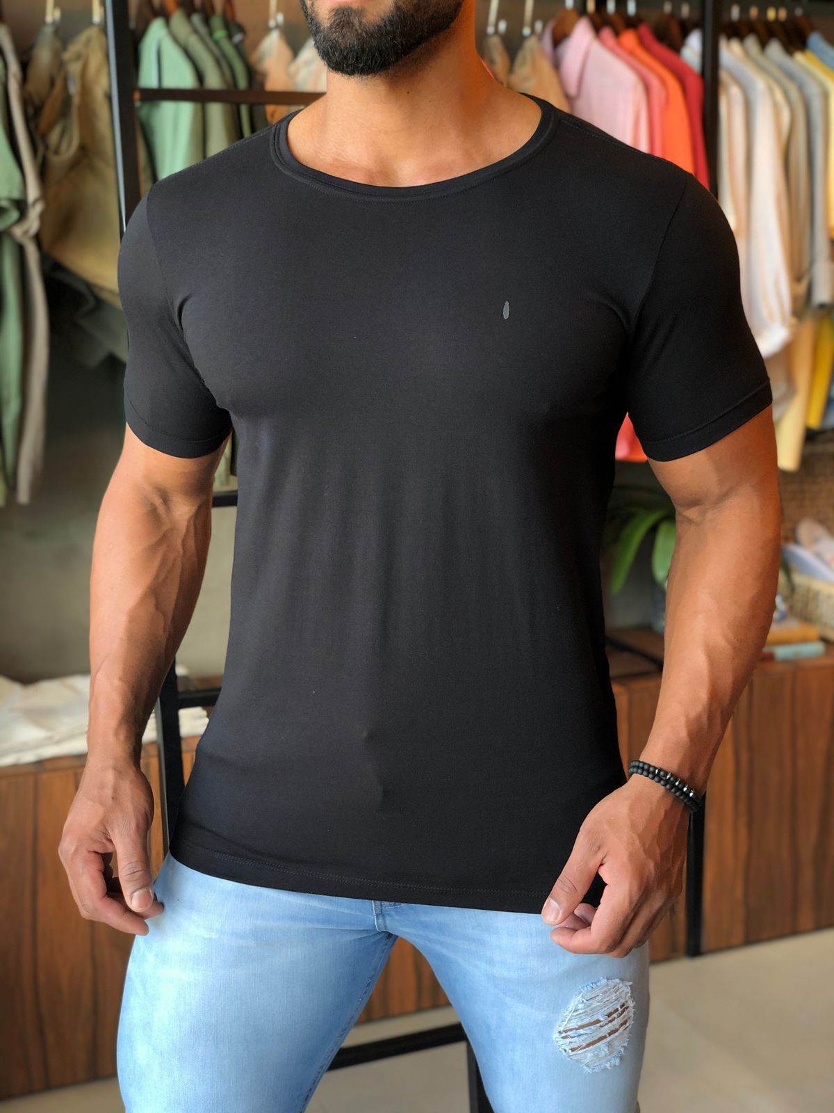 T shirt gola canoa masculina