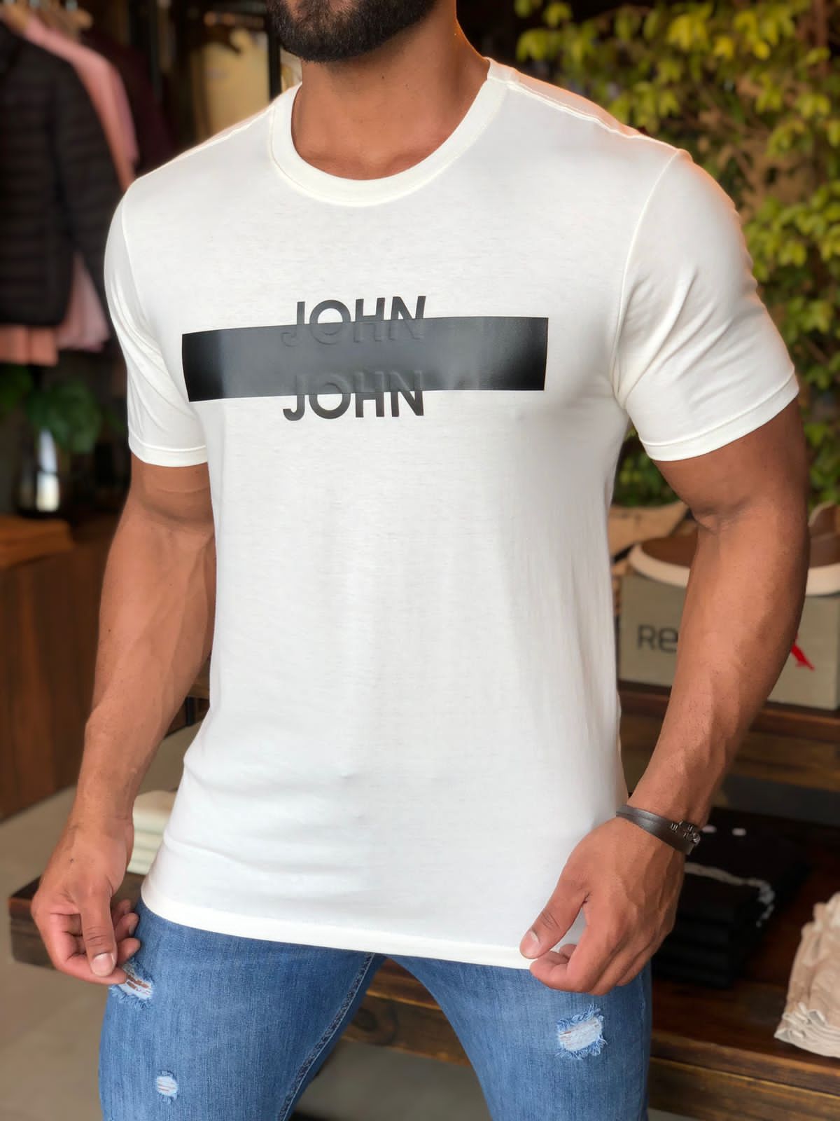 Camiseta John John Tape Transfer Masculina Branca