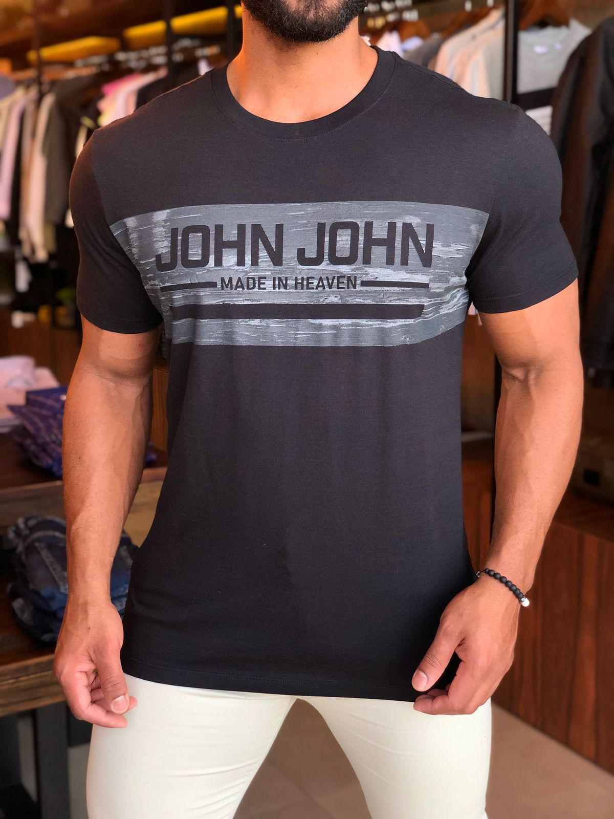 Camiseta John John Estampada Preta Lote com 4 Peças