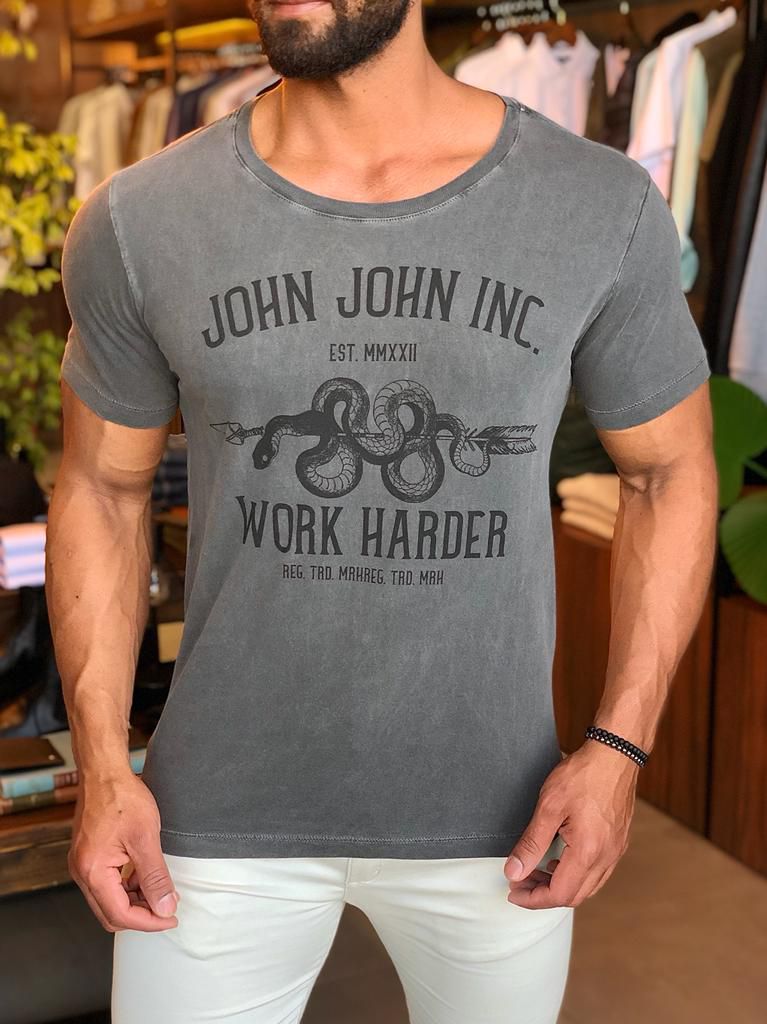 Camiseta John John Summer Season Cinza - Dom Store Multimarcas Vestuário  Calçados Acessórios