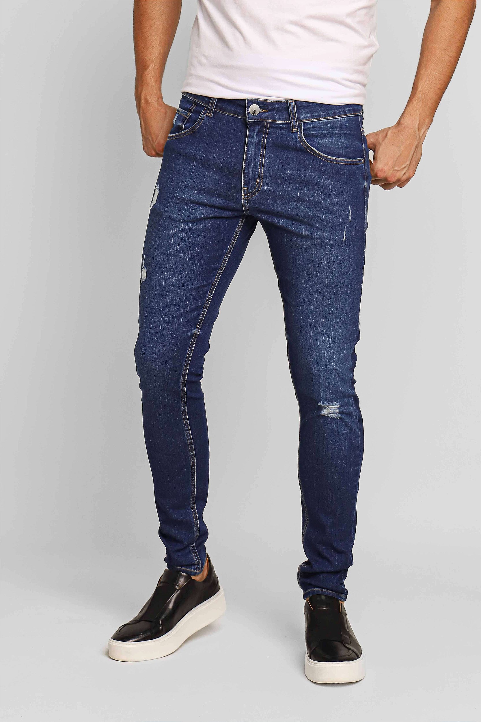 Calça Zip Off Jeans Super Skinny Destroyed 00435 HENRI STORE MULTIMARCAS