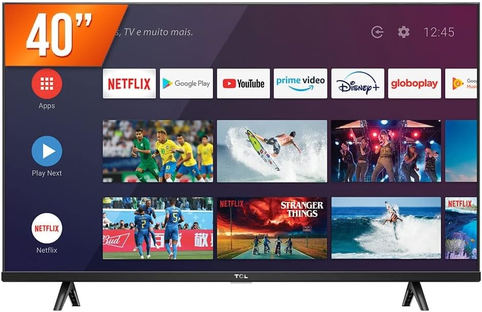 Smart TV 40 LED 40S615 FULLHD, Wi-fi, Andoid TV, 2HDMI 1USB - TCL ...