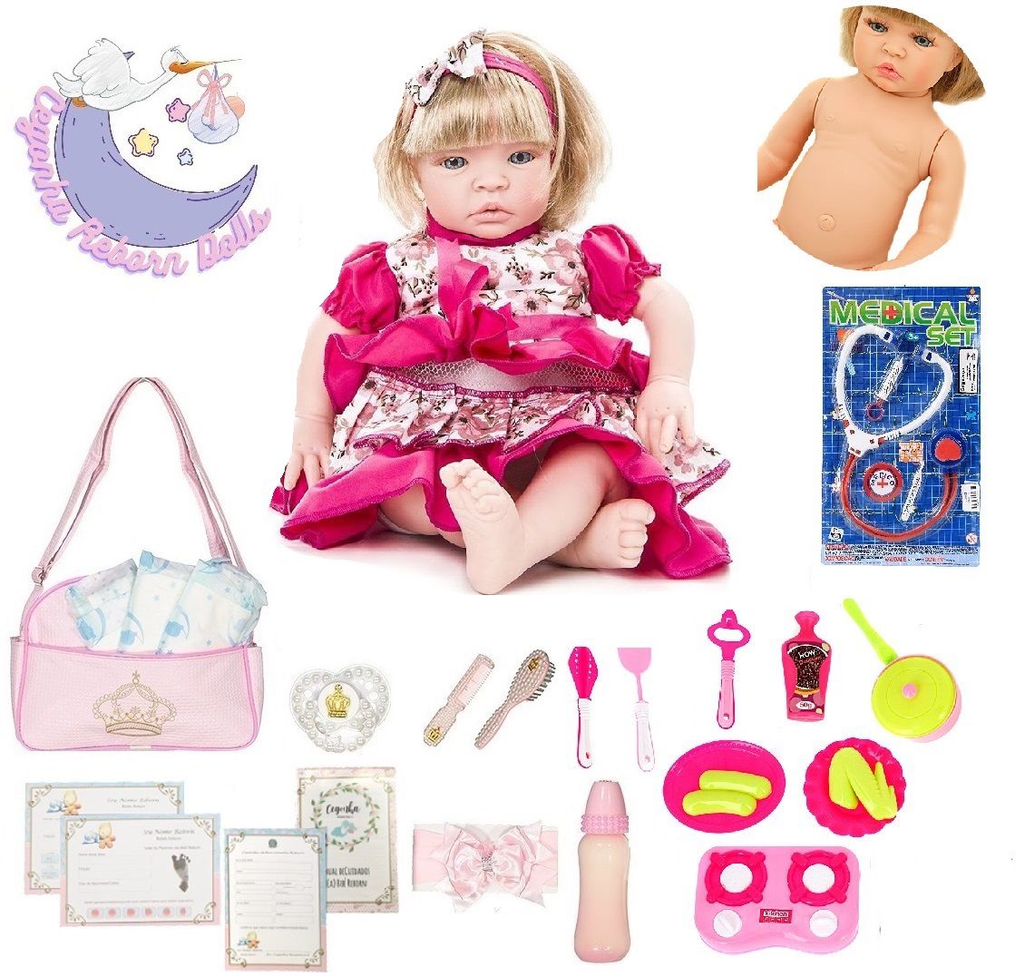 Boneca Bebê Reborn Recém Nascida Menina Com Vários Itens - Bebê Reborn Baby  - Bonecas - Magazine Luiza