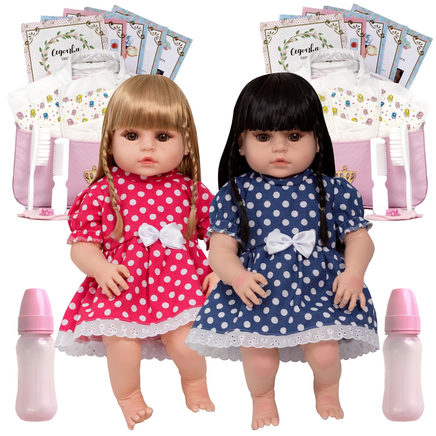 Bonecas Bebe Reborn Gemêas Meninas Princesa Pode Dar Banho