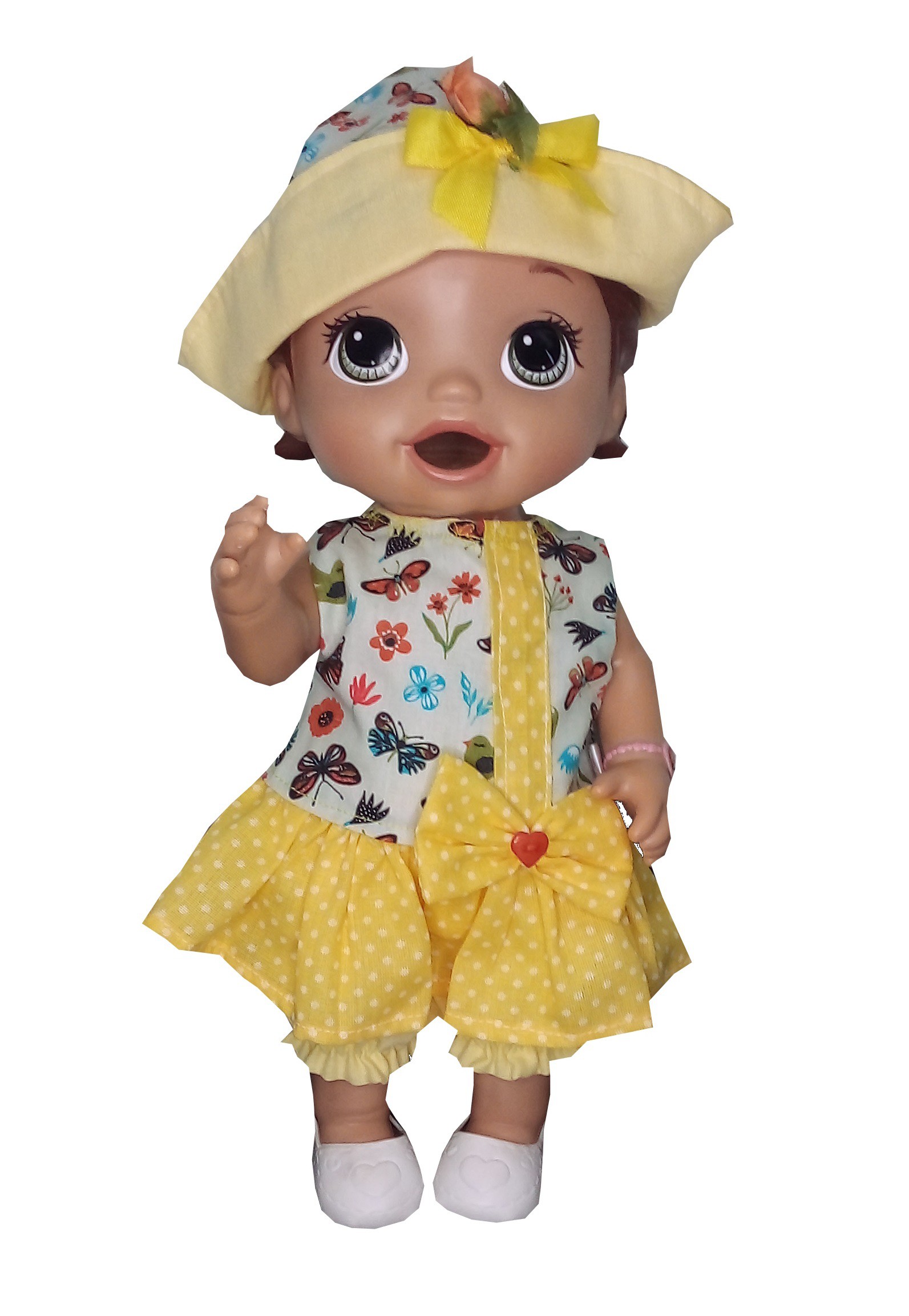 Roupa para Boneca - Vestido Amarelo Borboletas - Veste Bonecas tipo Ba -  Cantinho da Boneca Acessórios e Utensílios para Bonecas