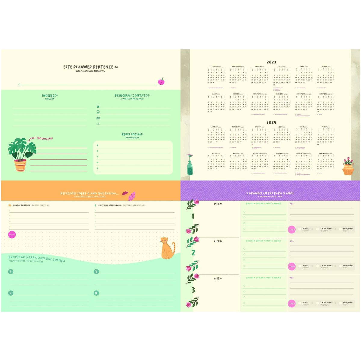 Planner Agenda Fitness 2023 Horizontal Feminino Jandaia Papelaria Roveda