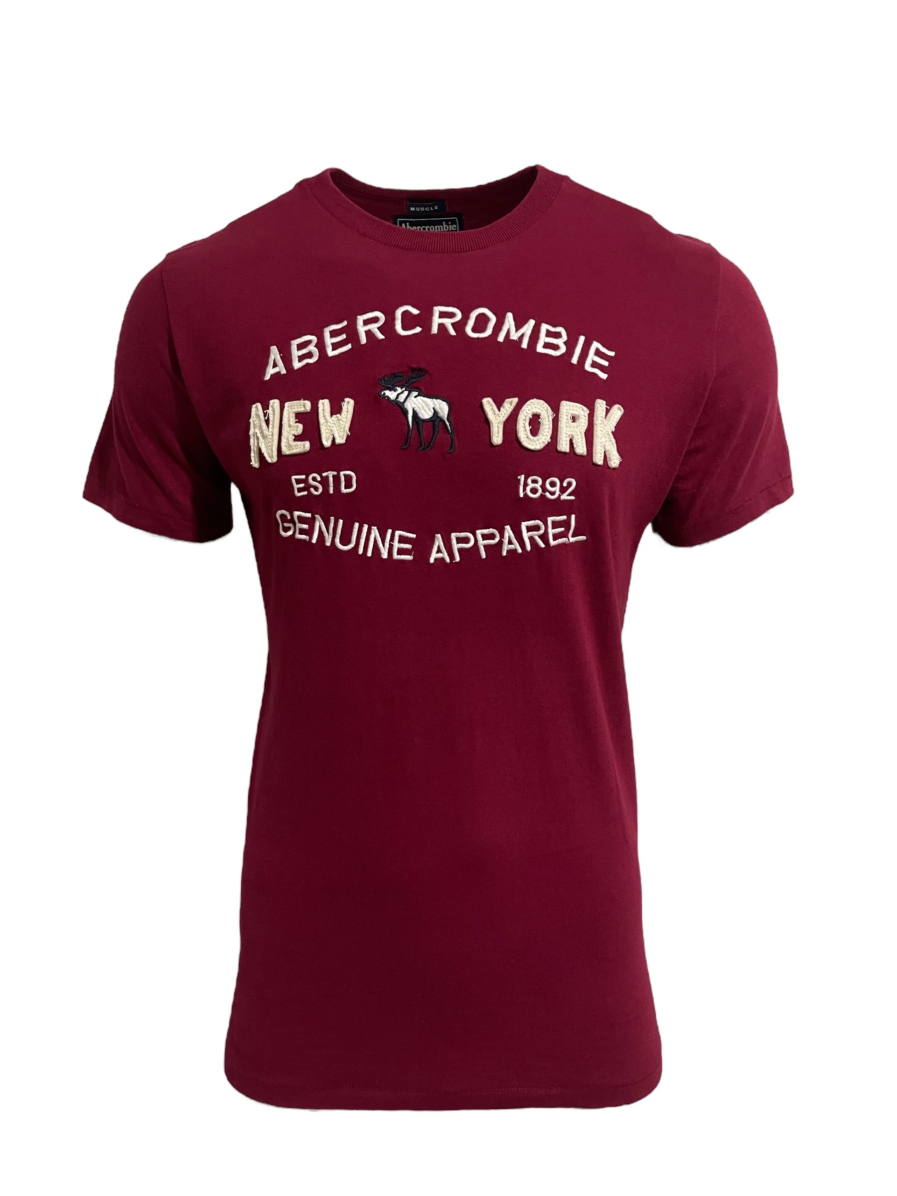 Camiseta Abercrombie Masculina Muscle A&F New York 1892 Rosa Mescla