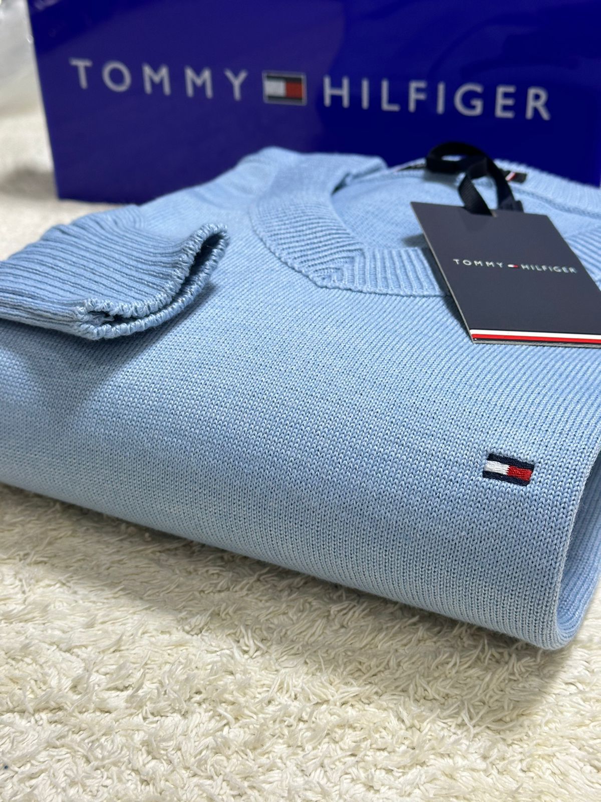 Sueter Tommy Hilfiger Masculino Crewneck Azul claro Gareth