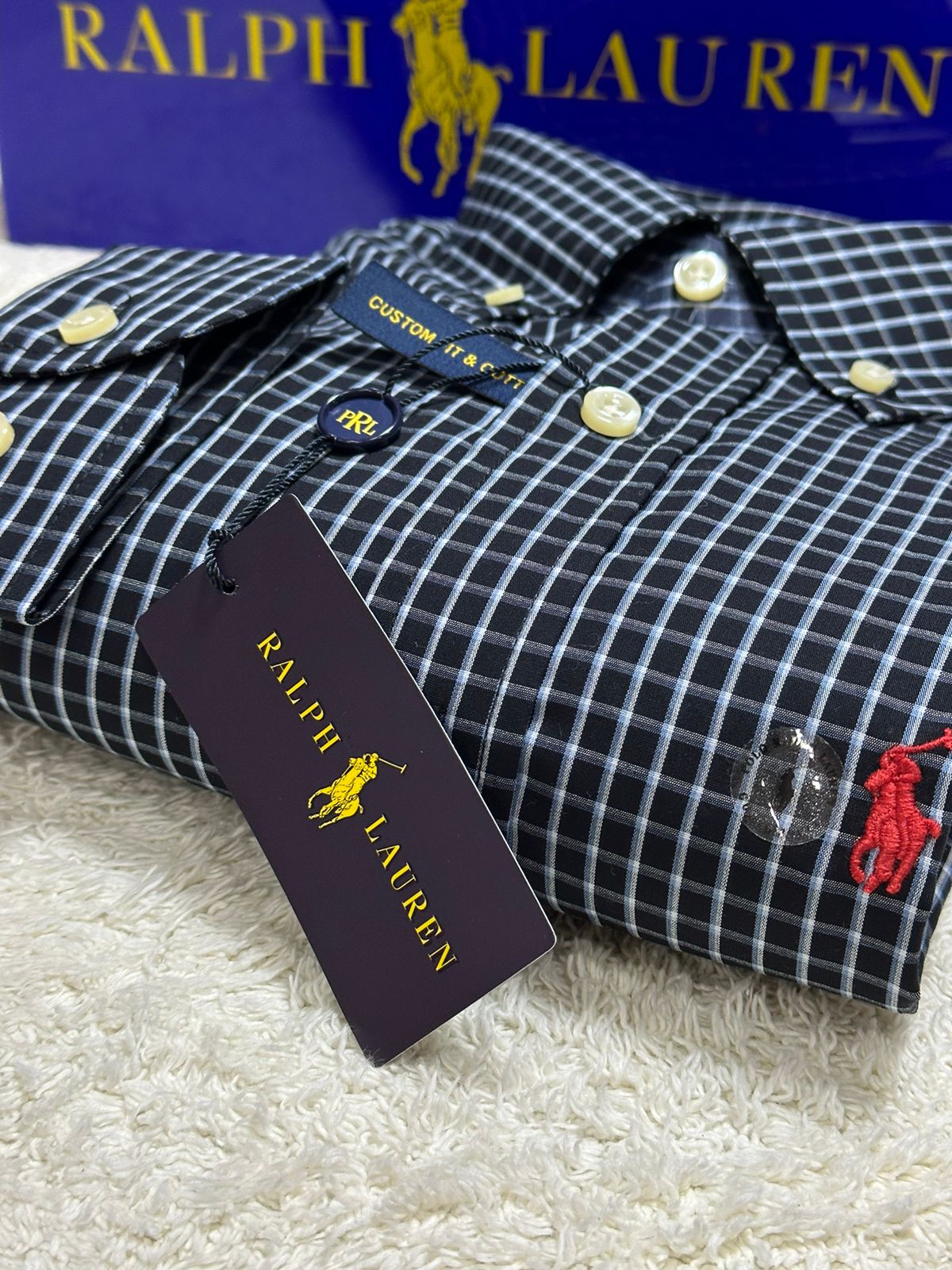 Camisa Ralph Lauren Masculina Custom Fit Xadrez Preta - Gareth