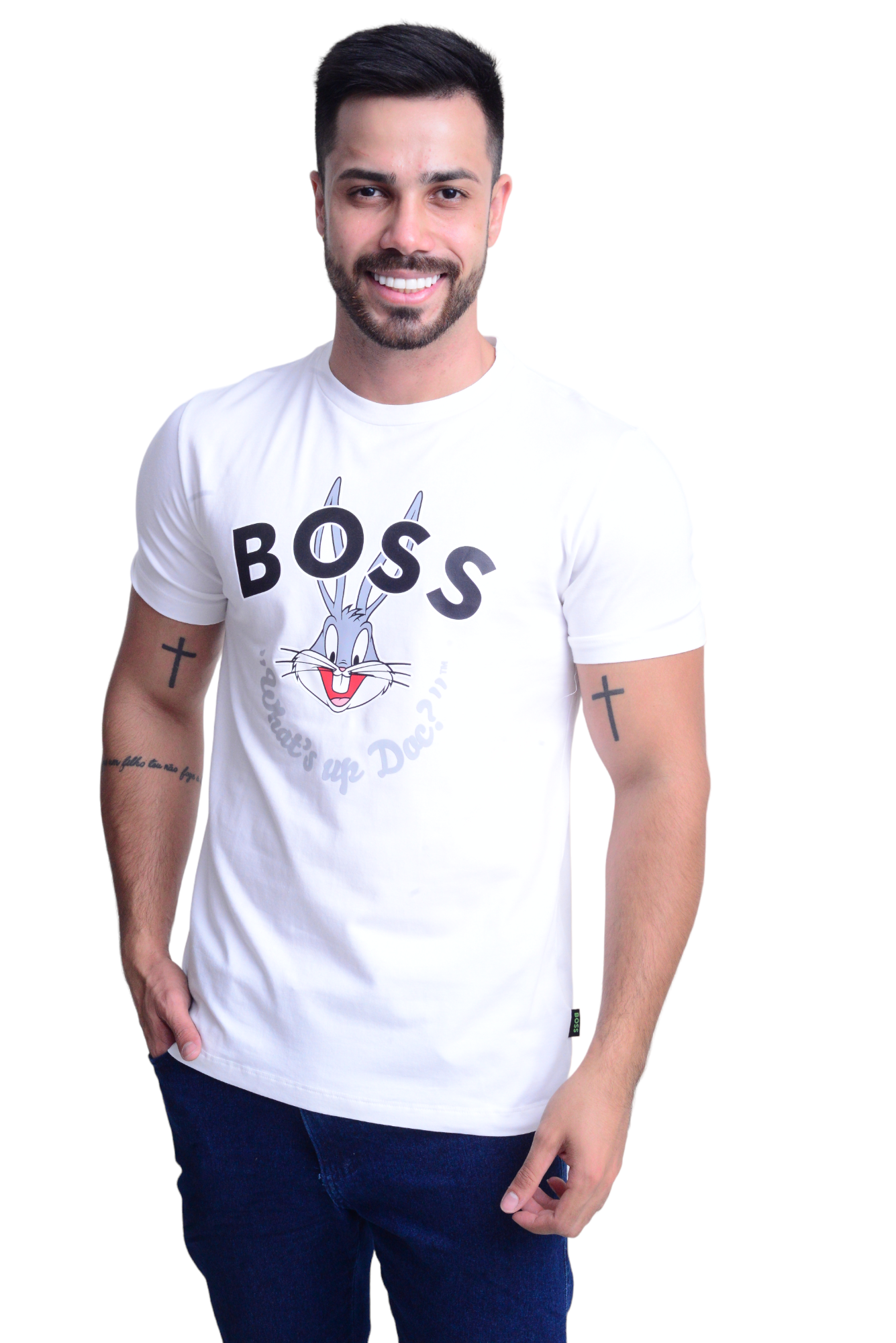 Camiseta Masculina Hugo Boss Pima Cotton Stamped LT Branca - Gareth | Store  Men