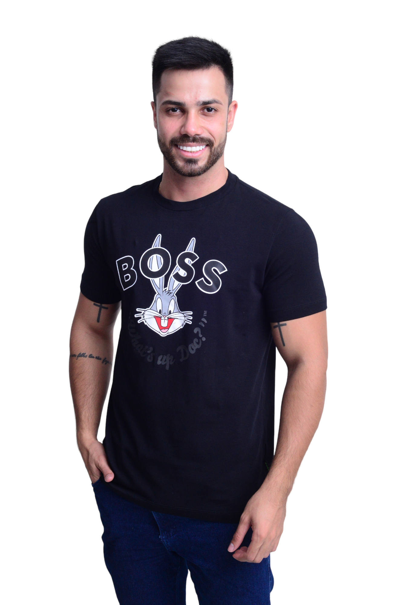 Camiseta Masculina Hugo Boss Pima Cotton Stamped LT Preta - Gareth | Store  Men