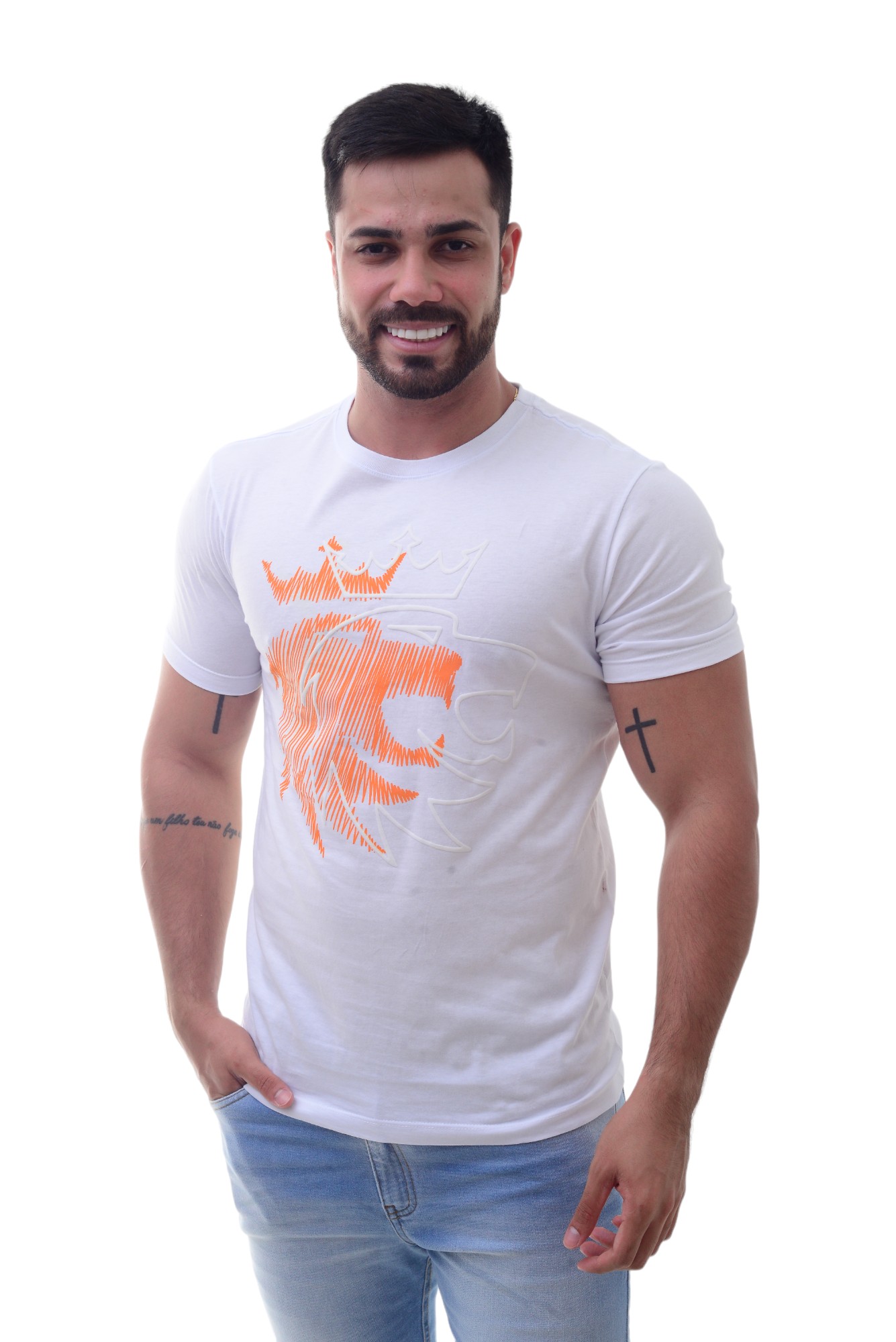 ORANGE FOR MAN - Camiseta Brasil Branca - Orange For Man