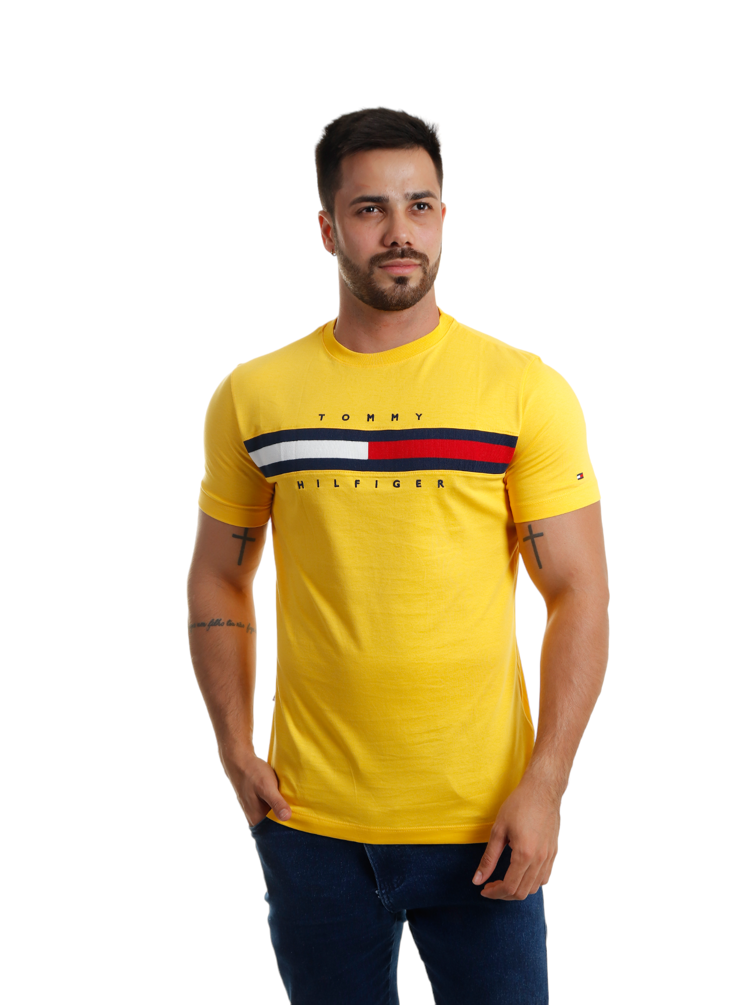 Camiseta Tommy Hilfiger Lettering Amarela - Compre Agora