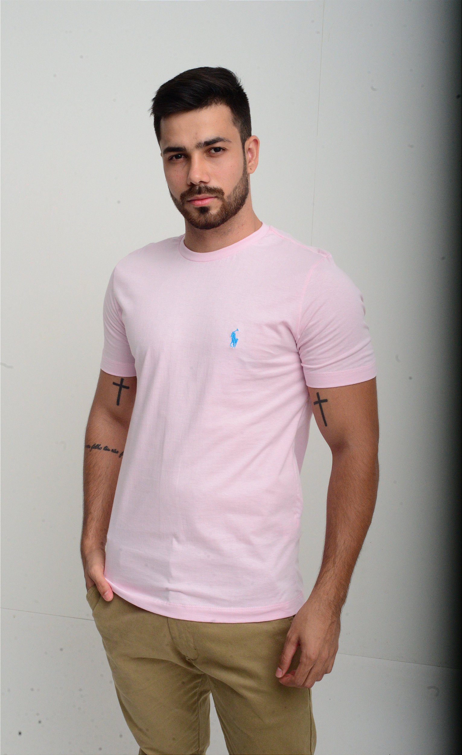 Camiseta Ralph Lauren Basic Custom-Fit Rosa claro - Gareth | Store Men