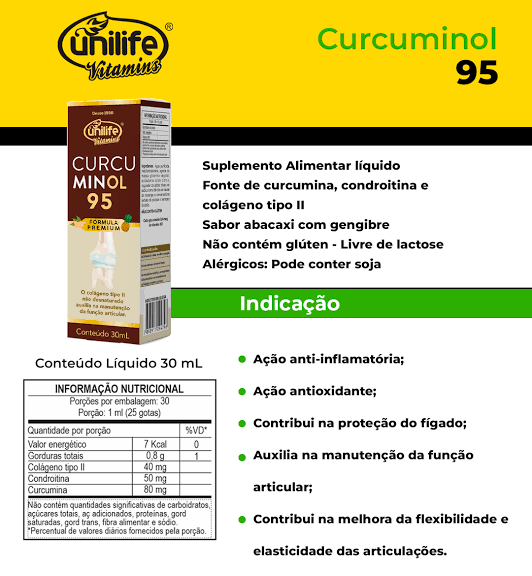 Curcuminol Curcuminol 30ml gotas Abacaxi e Gengibre- Unilife - Empório Aruna