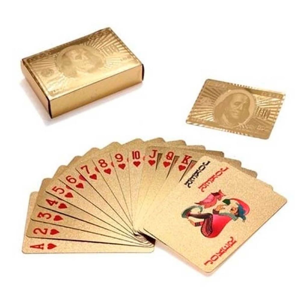 Jogo Carta Baralho Dourado DÓLAR 54 Cartas Para Poker Jogos Plástico