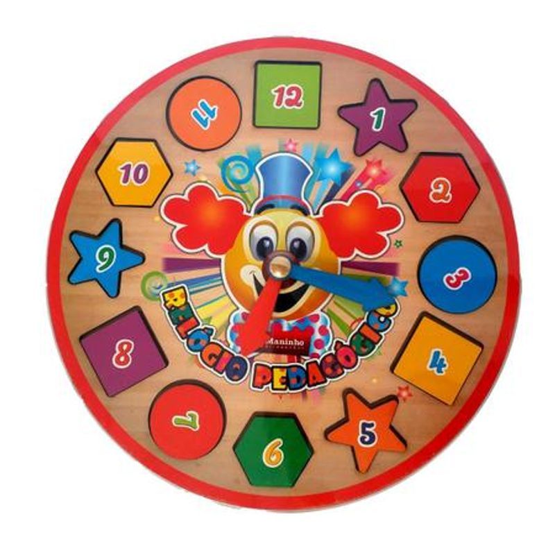 Relógio Pedagógico Colorido Infantil - Maninho | Brinquedo Educativo ...
