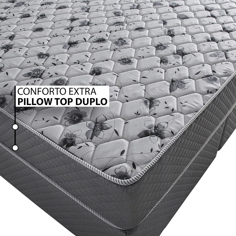 CONJUNTO: BOX + COLCHÃO HERVAL BLACK ESPUMA ORTEPÉDICA QUEEN