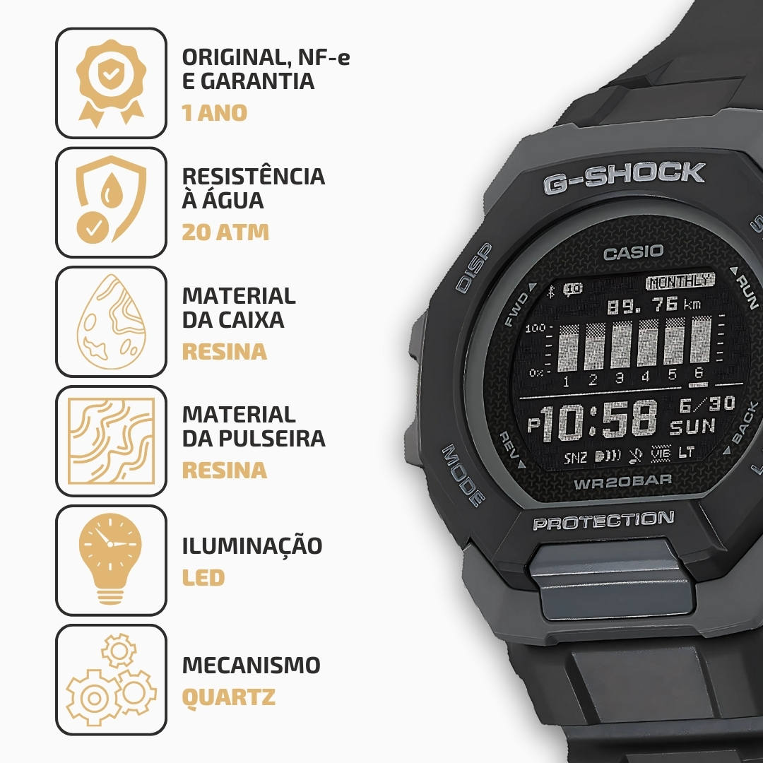 Relógio Casio G-Shock G-Squad Sports Bluetooth GBD-300-1DR