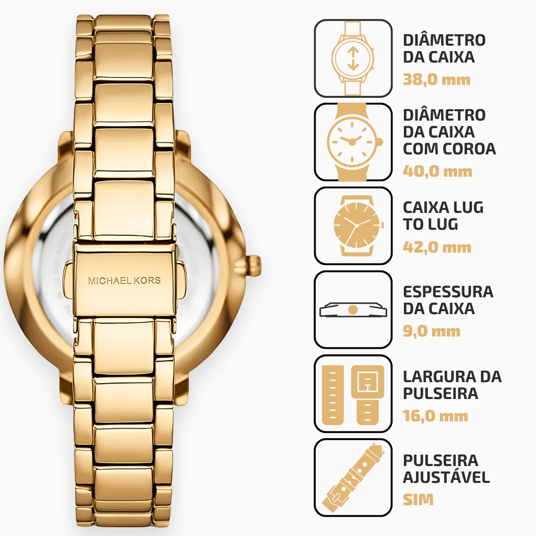 Relógio Michael Kors MK4666/1DN Feminino Dourado Pulseira Aço - Moment ...