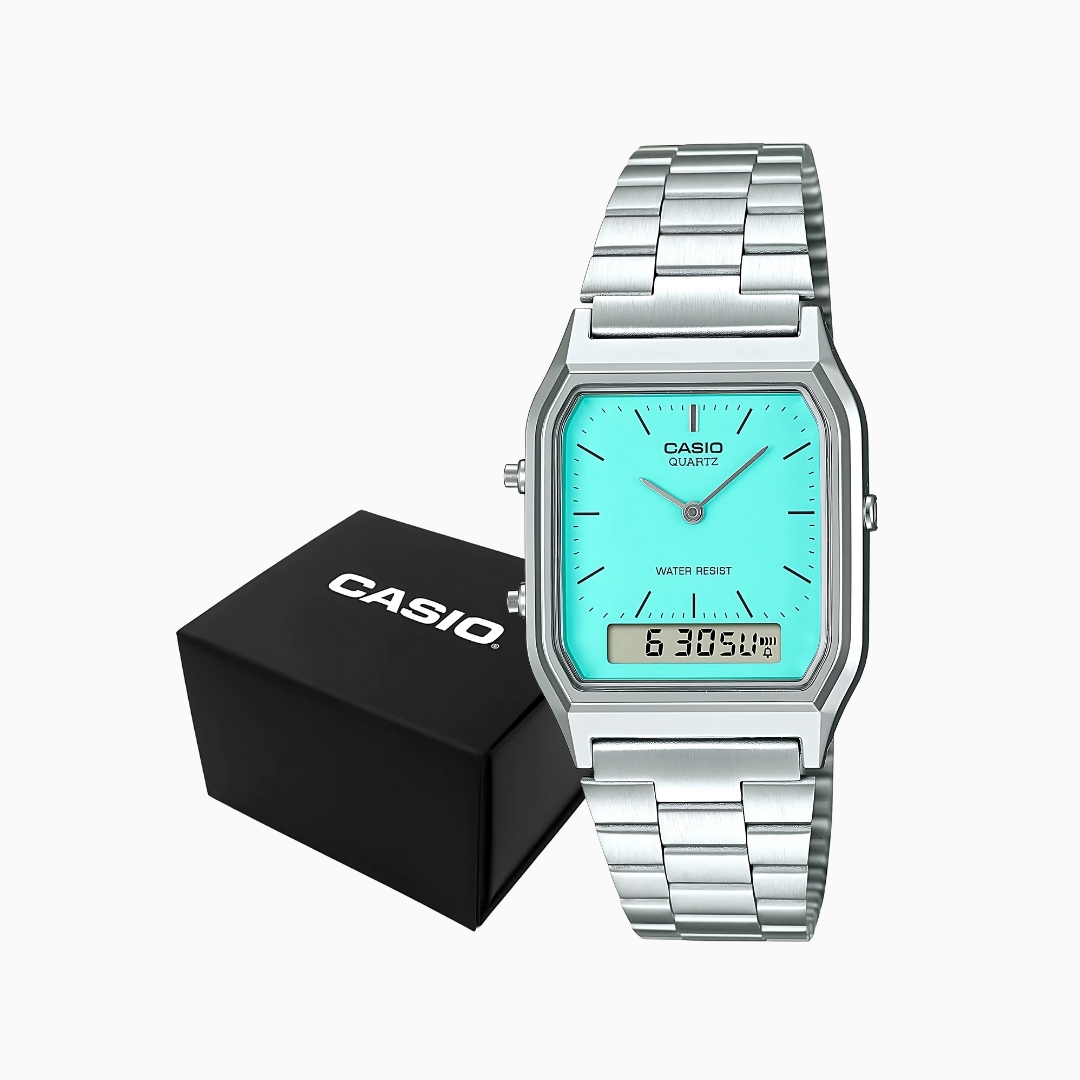 Relógio Casio AQ-230A-2A2MQYDF-SC Vintage Unissex Azul 30m