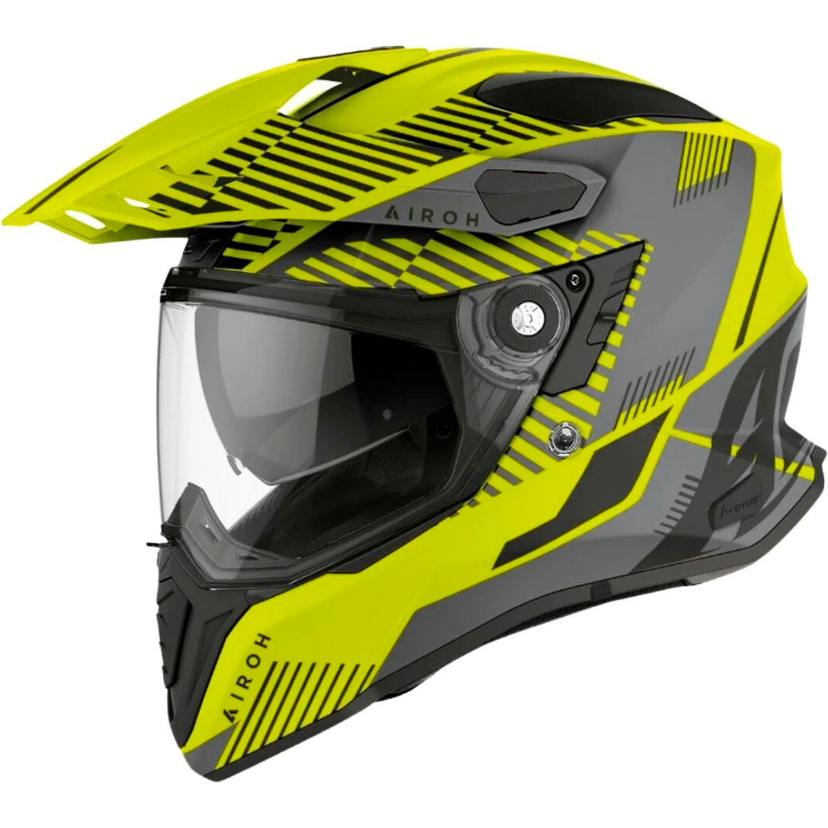 Capacete Airoh Commander Boost Preto/Cinza/Amarelo Fluor Fosco