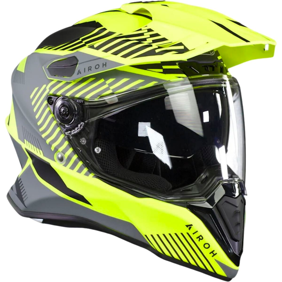 Capacete Airoh Commander Boost Preto/Cinza/Amarelo Fluor Fosco