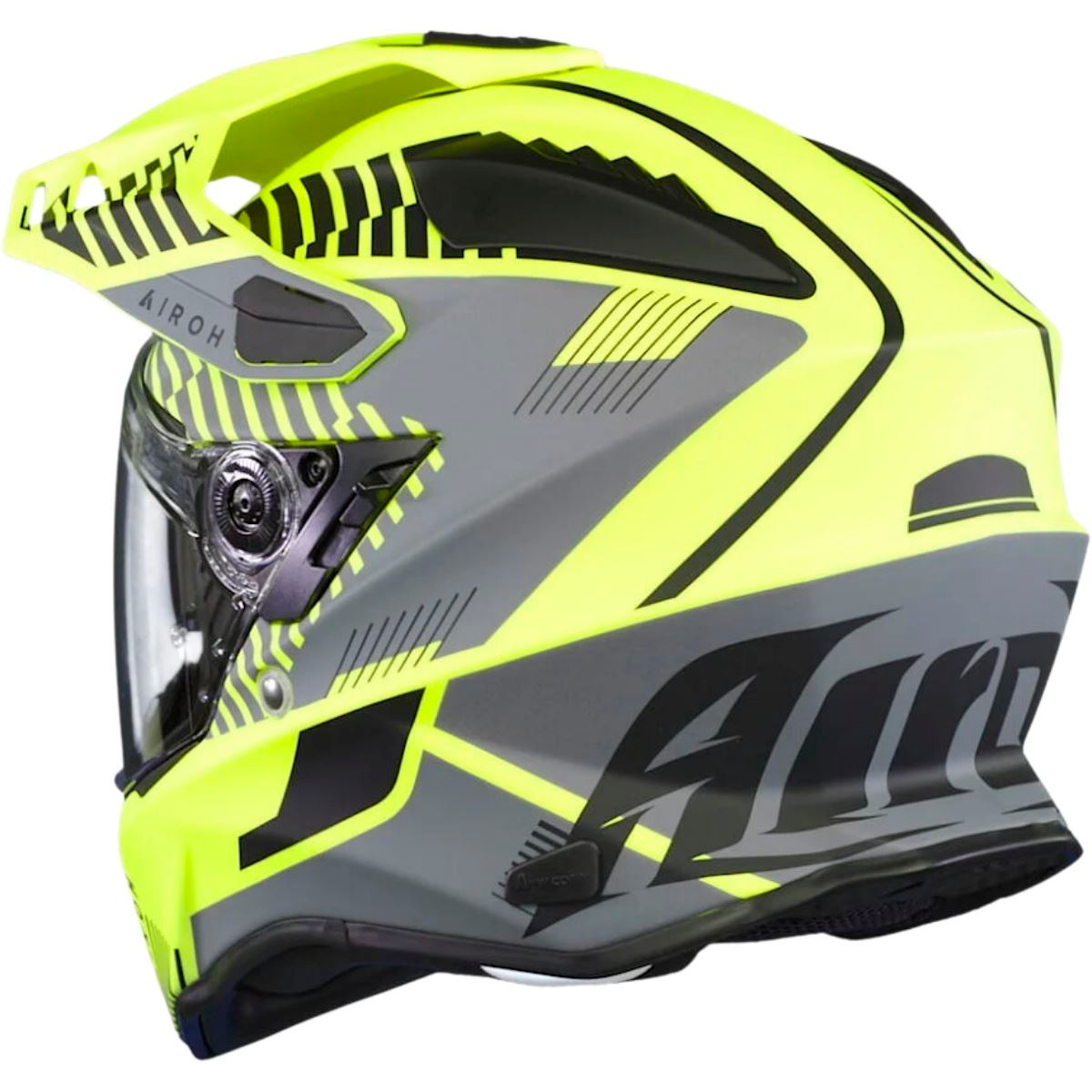 Capacete Airoh Commander Boost Preto/Cinza/Amarelo Fluor Fosco
