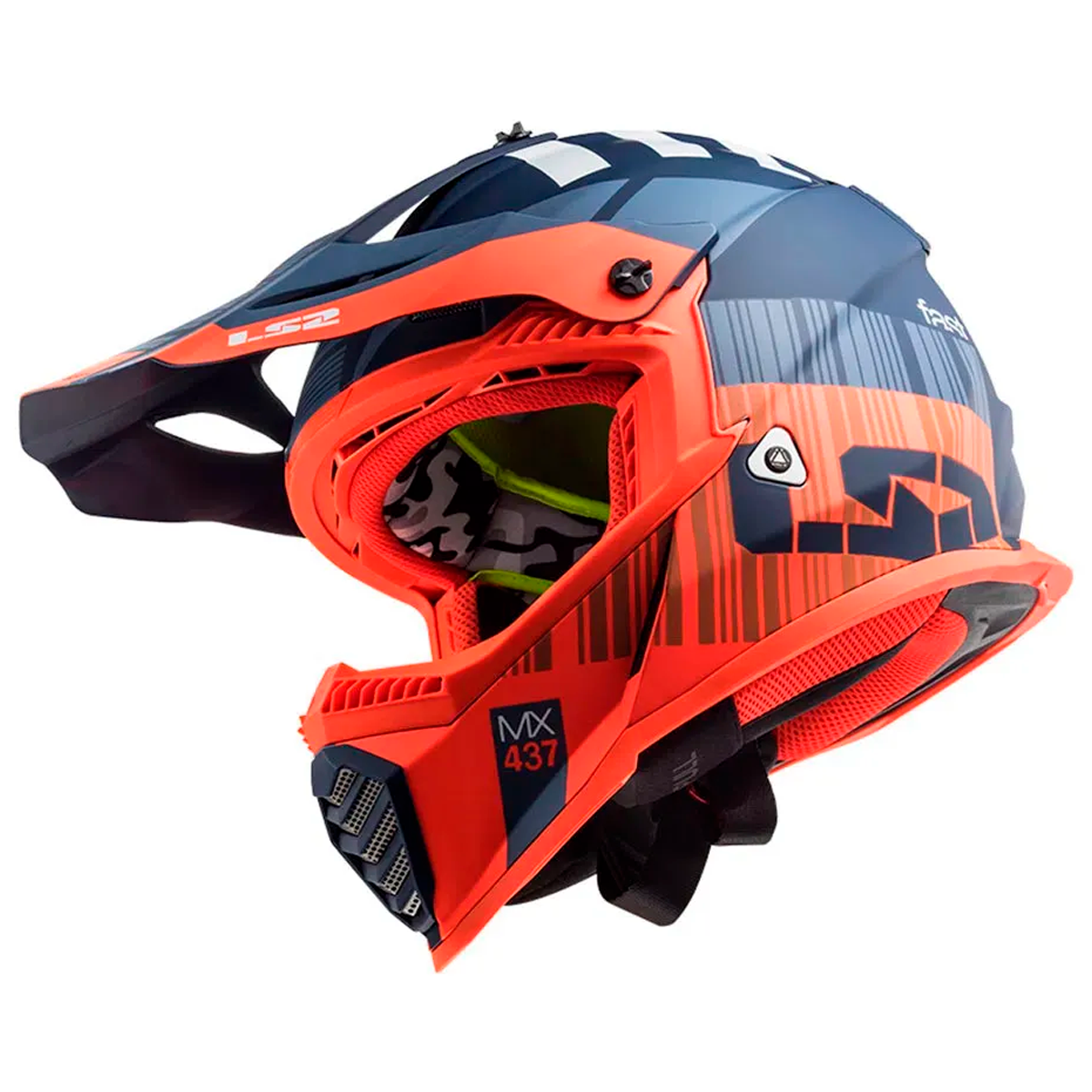 Capacete LS2 MX437 XCode Laranja/Azul - Menta Motos - A Melhor