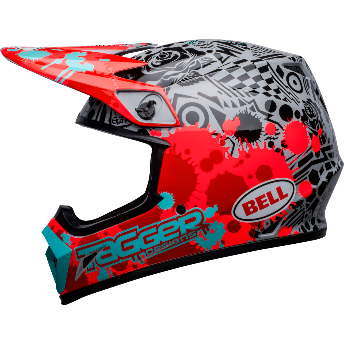 Capacete Bell MX9 MIPS Tagger Splatter Bright - Menta Motos - A