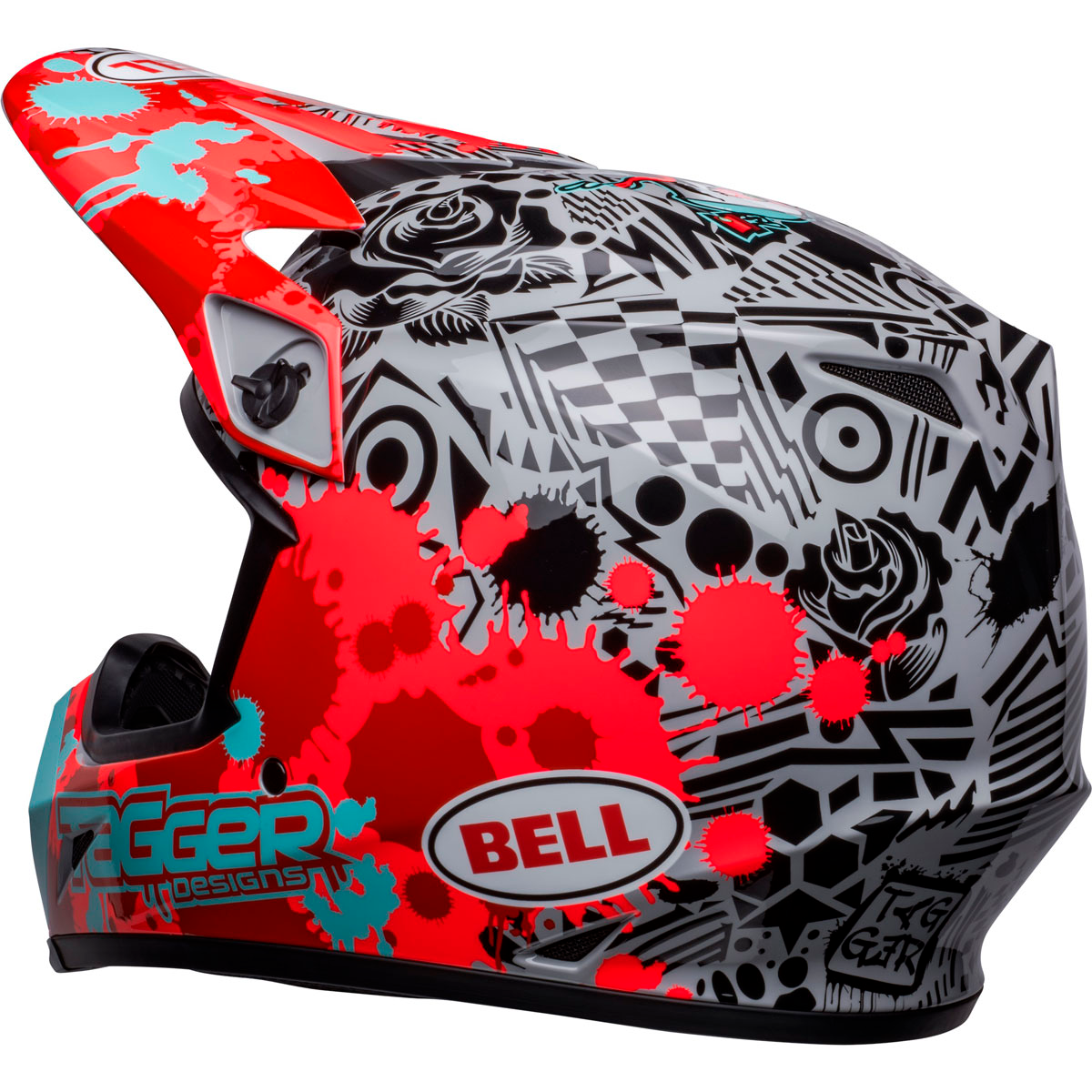 Capacete Bell MX9 MIPS Tagger Splatter Bright - Menta Motos - A