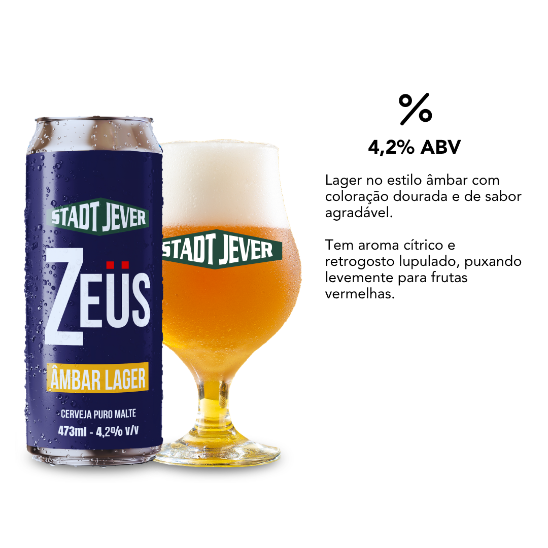 CERVEJA STADT JEVER ZEUS AMBER LAGER LATA 473ML UNIDADE - Prussia