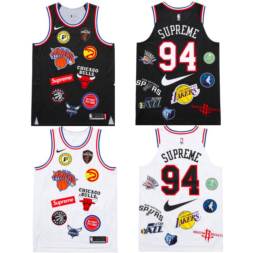 Modelo Supreme x NBA - Dunk Camisas de Basquete, Futebol Americano, Baseball e Hockey