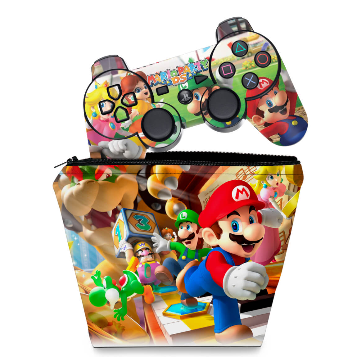 KIT Capa Case e Skin PS3 Controle - Mario Party - Pop Arte Skins