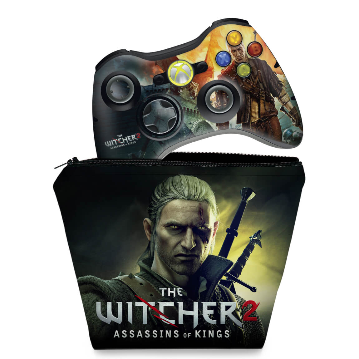 KIT Capa Case e Skin Xbox 360 Controle - The Witcher 2 - Pop Arte Skins
