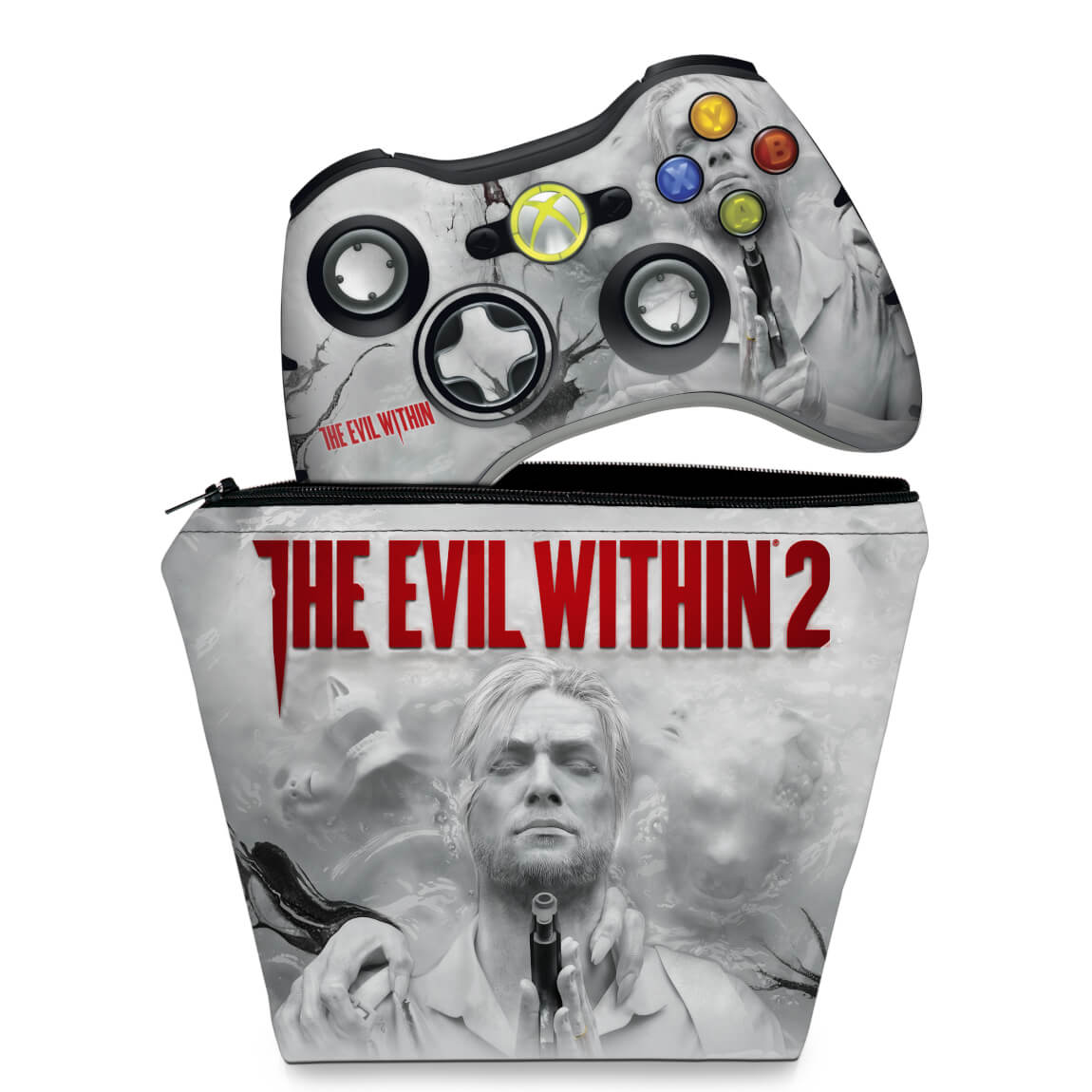 KIT Capa Case e Skin Xbox 360 Controle - The Evil Within - Pop Arte Skins