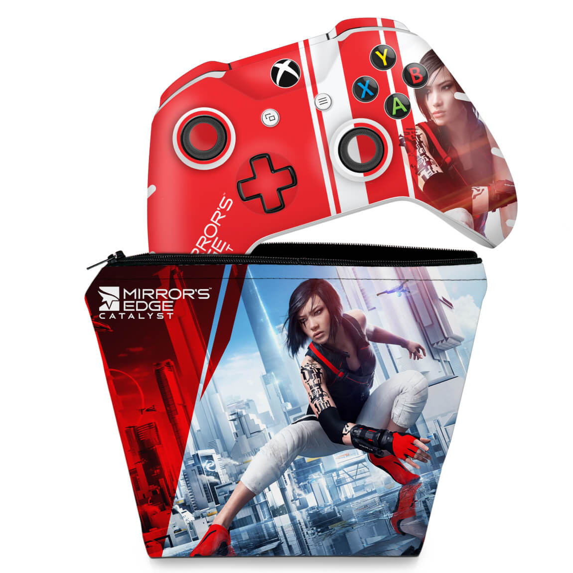 Kit Capa Case E Skin Xbox One Slim X Controle Mirror S Edge Catalyst Pop Arte Skins